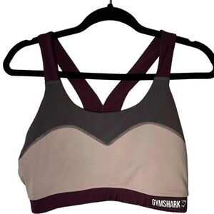 Gymshark Illusion Sports Bra - Dark Ruby/Blush Nude/Slate Lavender - Medium